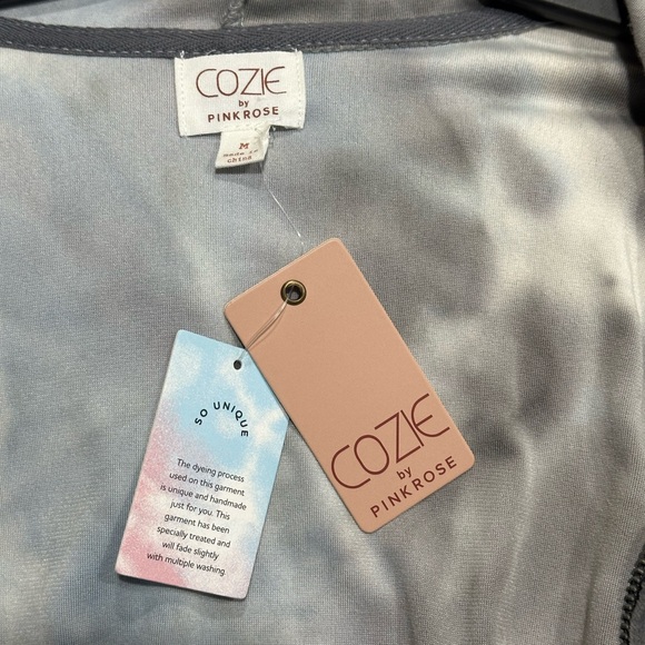 Pink Rose Tie-Dye Bomber Hoodie - Picture 3 of 8